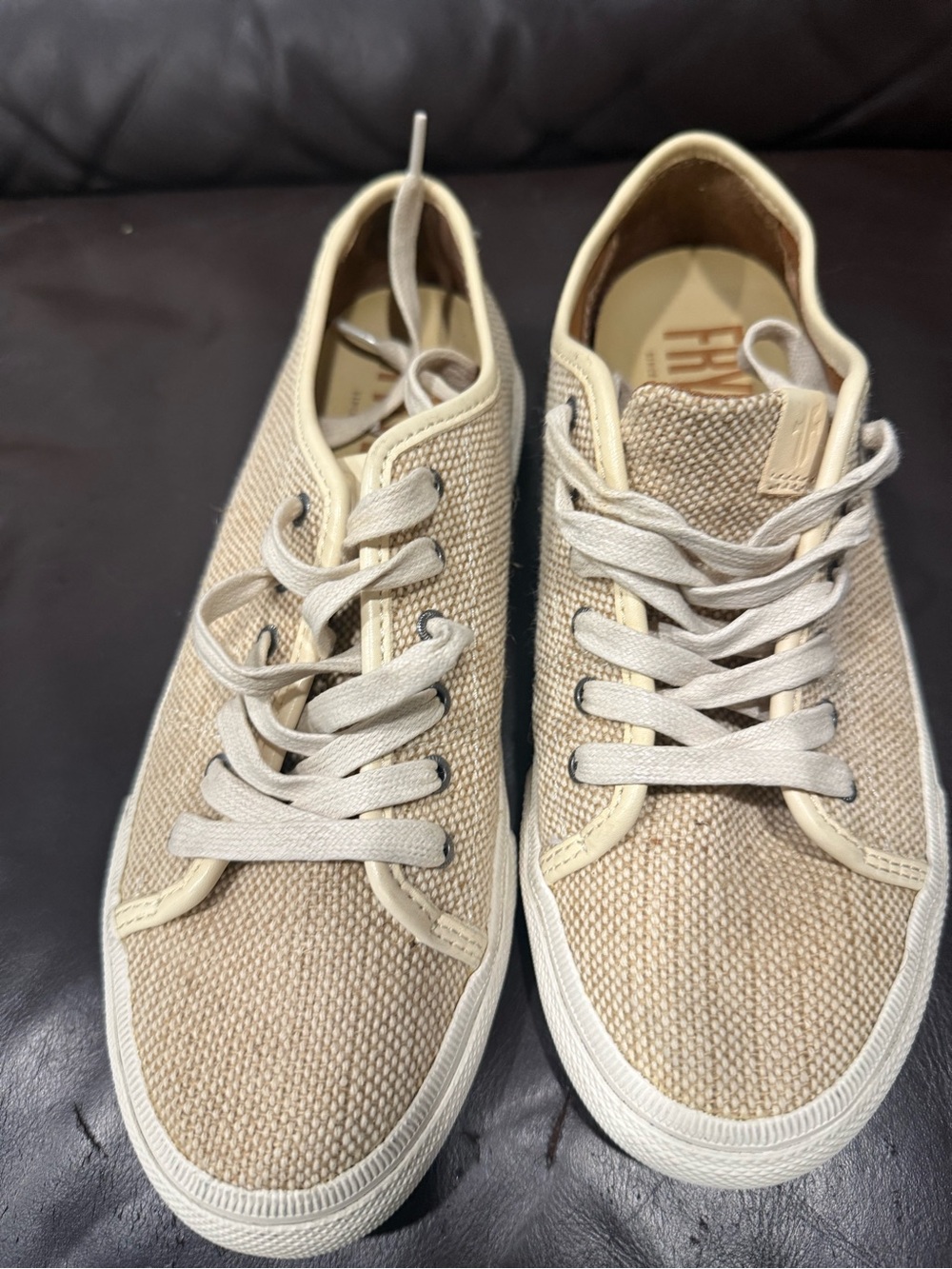 Frye Beige Canvas Low-Top Sneakers